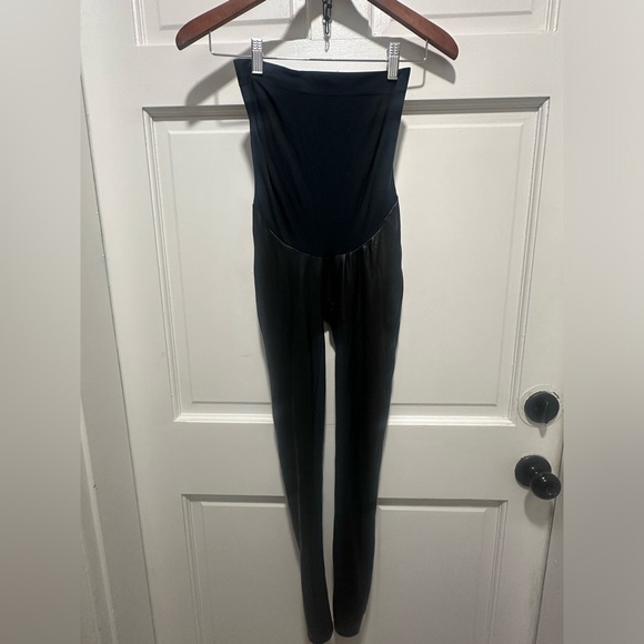 Spanx Maternity Womens Leggings Black Faux Leather Mama Faux Size Small - Picture 2 of 6